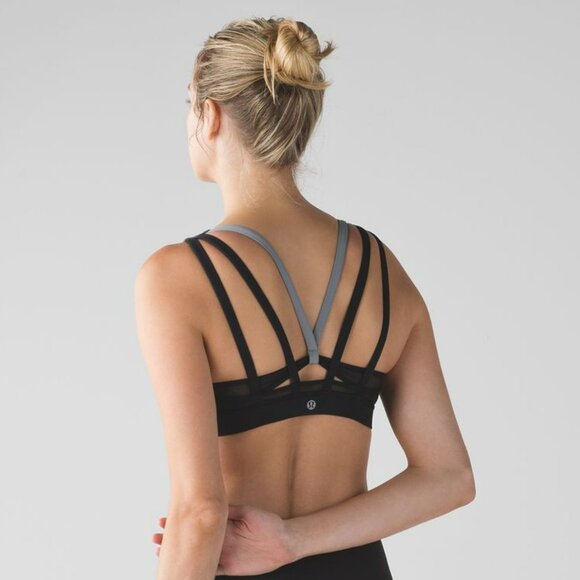 Lululemon Black Gray Striped Energy Bra Exhale Size 6 - Picture 2 of 5